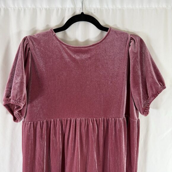 Old Navy Dress Girls XXL 18 Plus Velvet Pink Short Sleeve Round Neck Stretch - Picture 8 of 9